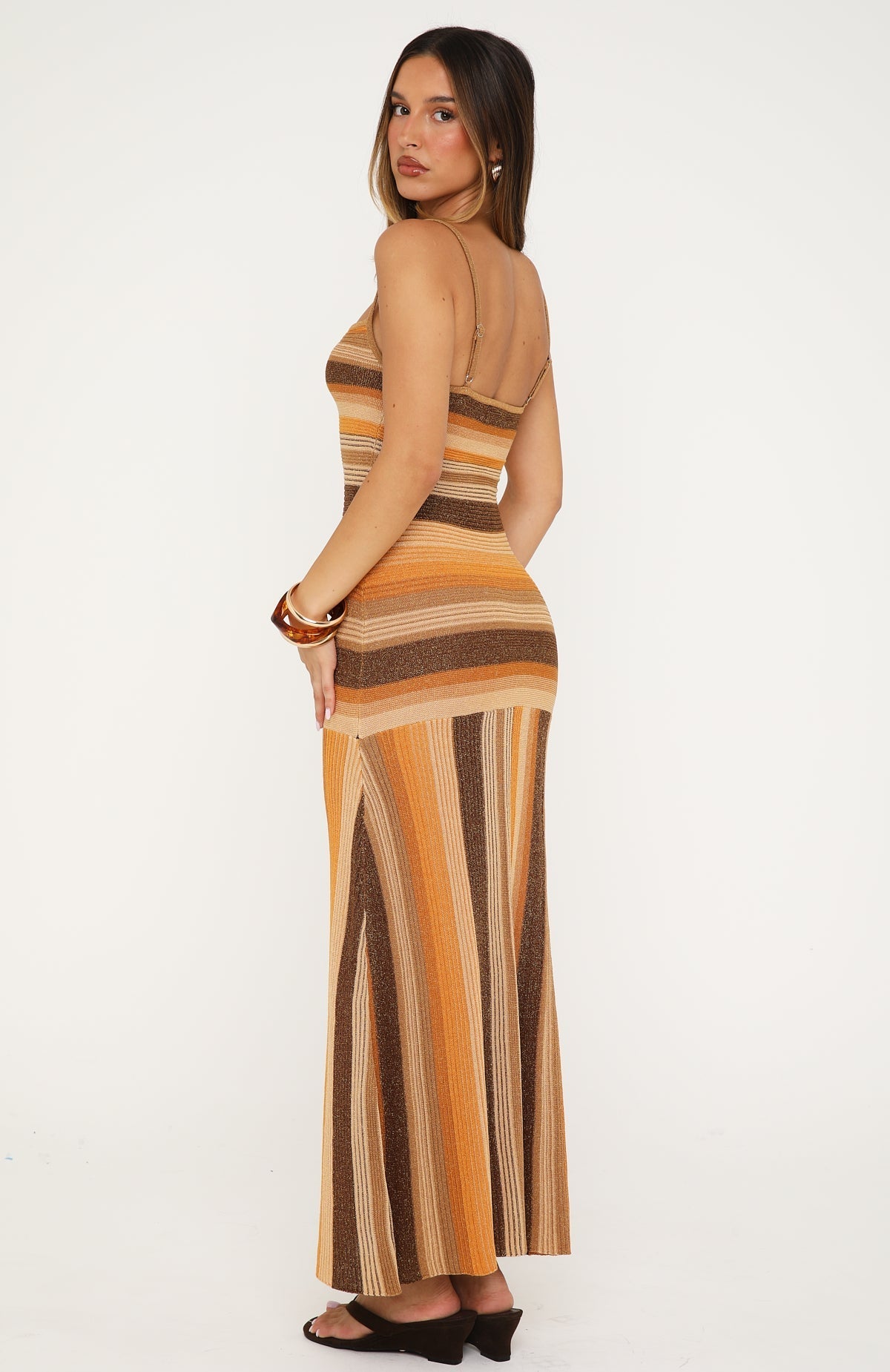 Linear Heat Knit Maxi Dress Honey Love
