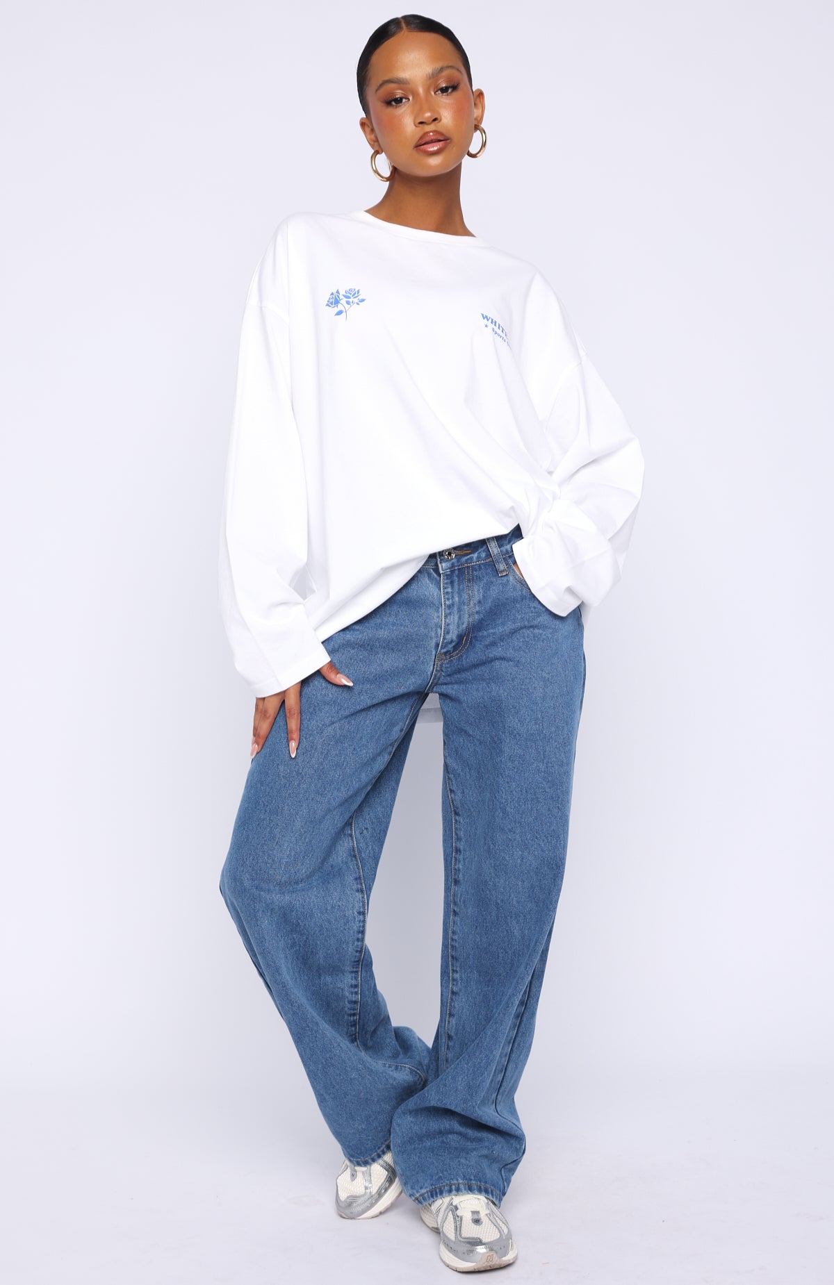 Little Bit Loud Oversized Long Sleeve Tee White
