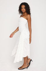 Living The Glam Life Strapless Midi Dress White