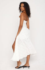 Living The Glam Life Strapless Midi Dress White