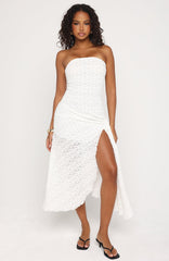 Living The Glam Life Strapless Midi Dress White