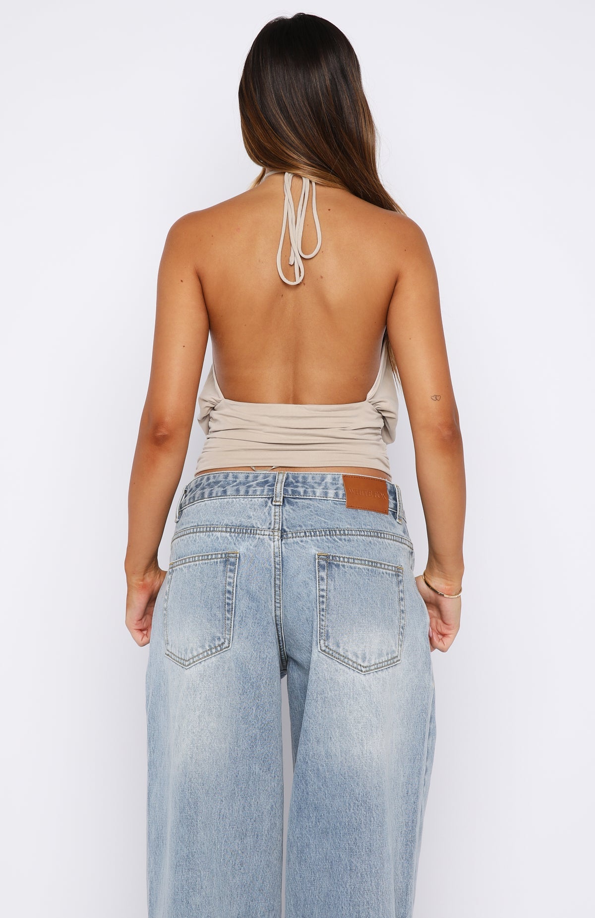 Love Everywhere Cinched Waist Halter Top Stone