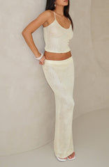 Star Shining Sequin Knit Maxi Skirt Lemon