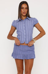 Lovers Road Mini Skirt Navy Check