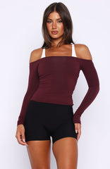 Mad For You Long Sleeve Top Merlot