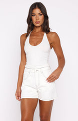 Maddy High Rise Denim Shorts Off White