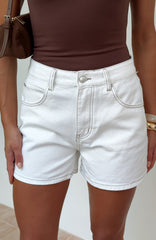 Maddy High Rise Denim Shorts Off White
