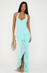 Main Character Energy Mesh Maxi Dress Aqua