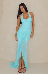Main Character Energy Mesh Maxi Dress Aqua