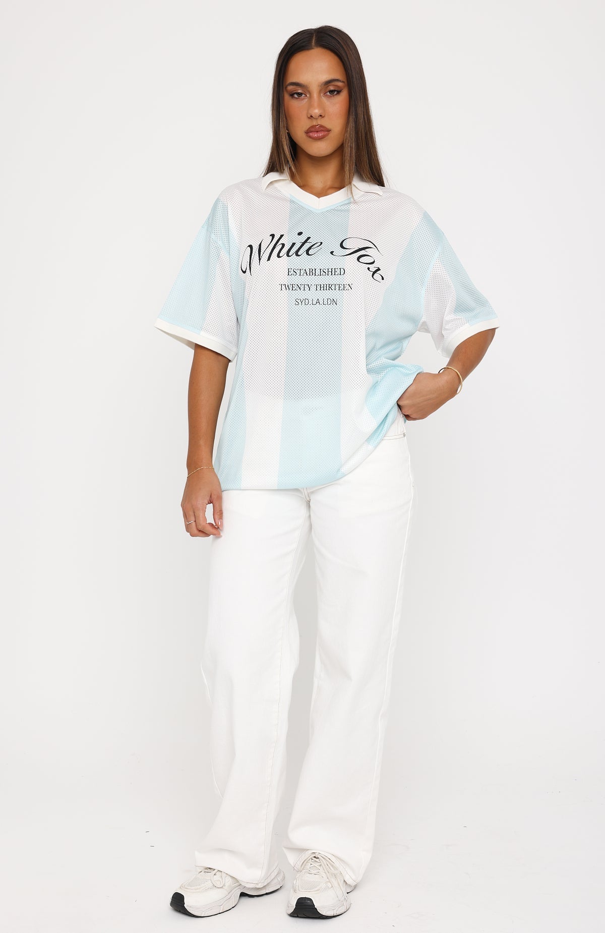 Make Moves Oversized Jersey Teal/White Stripe