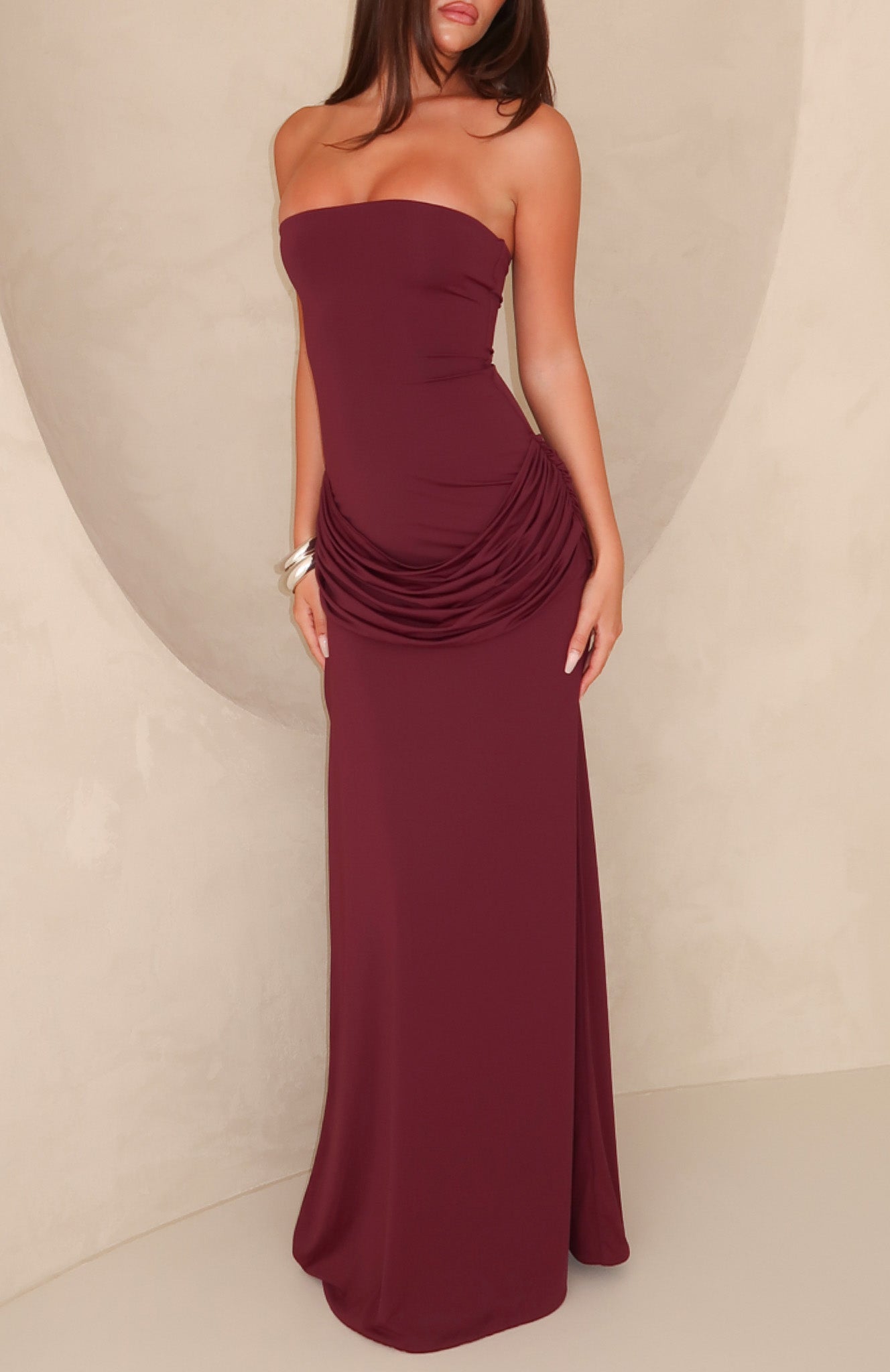 Make You Regret Strapless Maxi Dress Mauve