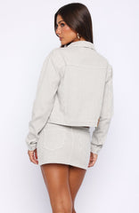 Mariah Striped Denim Jacket Grey/White