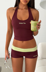 Most Likely Fold Over Booty Shorts Plum/Lime