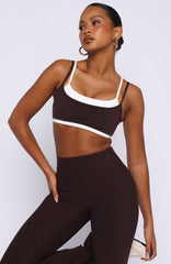 All The Glory Sports Bra Dark Chocolate/White