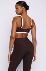 All The Glory Sports Bra Dark Chocolate/White