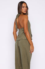 Mystic Mist Halter Top Olive