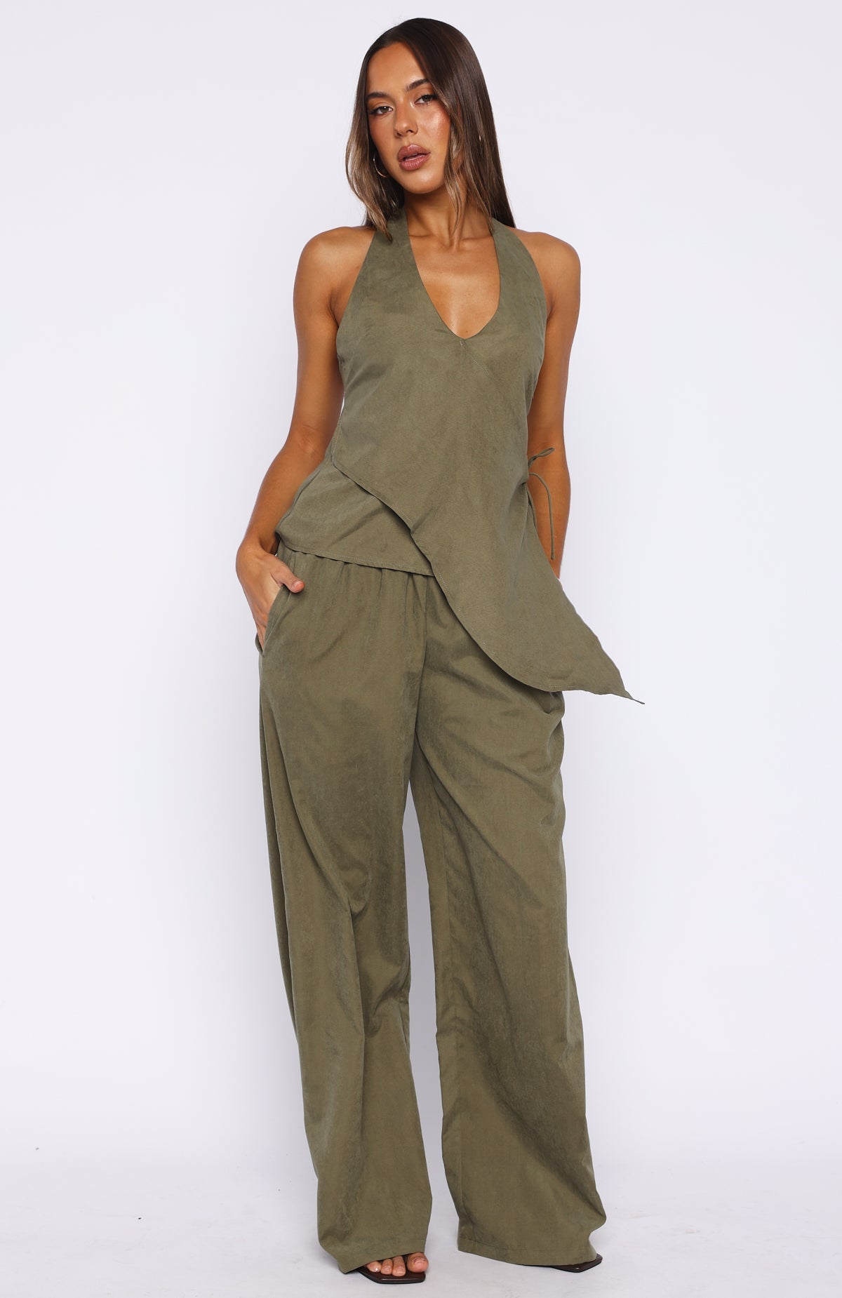 Mystic Mist Halter Top Olive