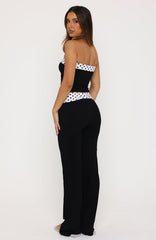 Never In Question Fold Over Pants Black/White Polka Dot