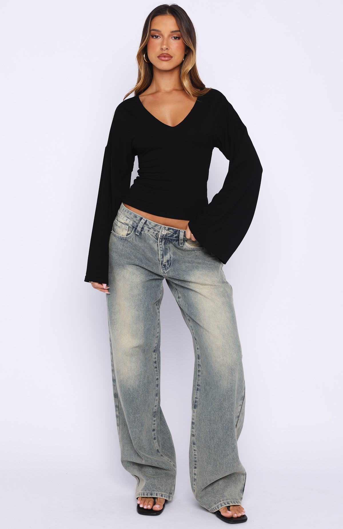 Nobody's Watching Long Sleeve Top Black