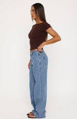 Jealous Side Low Rise Wide Leg Jeans Vintage Blue