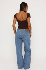 Jealous Side Low Rise Wide Leg Jeans Vintage Blue