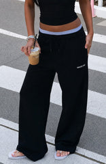 Off The Field Double Waistband Wide Leg Sweatpants Black