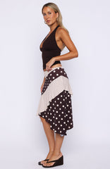 Offline Forever Midi Skirt Choc/Cream Polka Dot