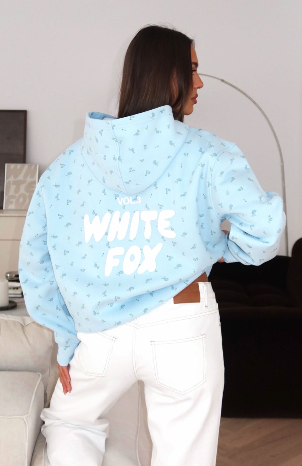 Offstage Printed Oversized Hoodie Blue Ditsy