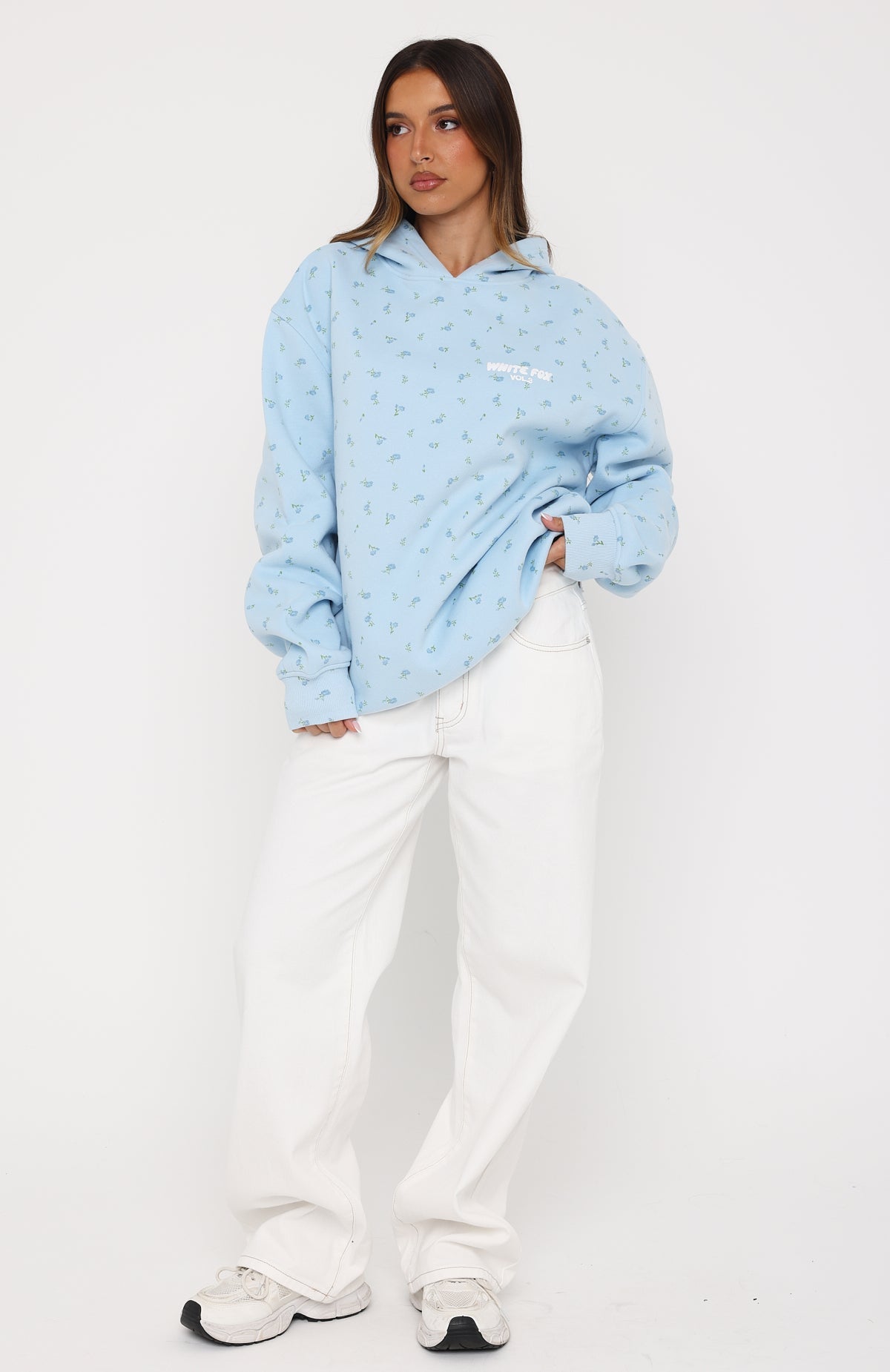 Offstage Printed Oversized Hoodie Blue Ditsy