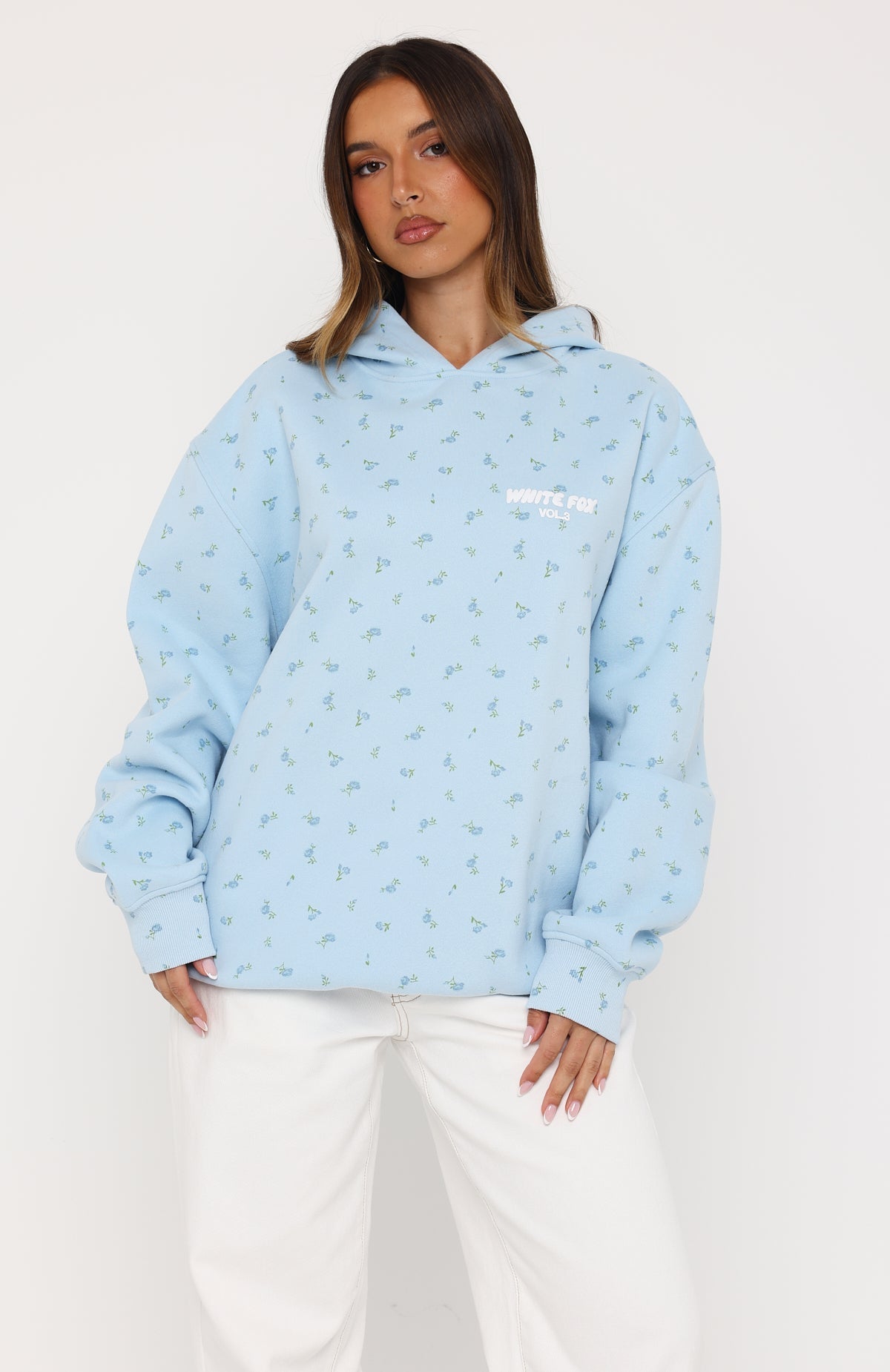Offstage Printed Oversized Hoodie Blue Ditsy