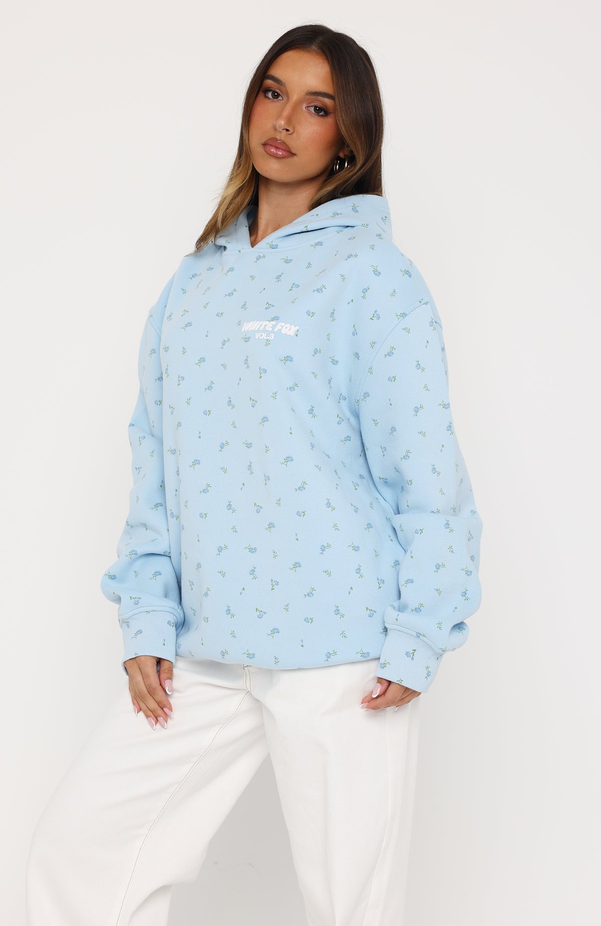 Offstage Printed Oversized Hoodie Blue Ditsy