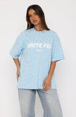 Offstage Printed Oversized Tee Blue Ditsy