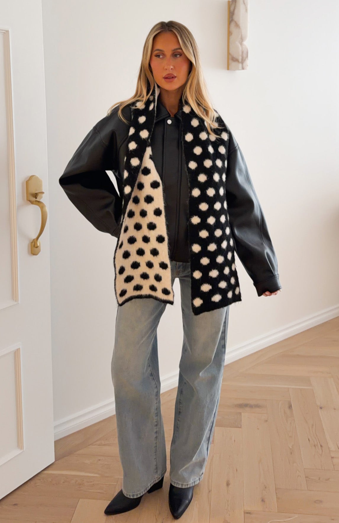 Olesia Polka Dot Scarf Black & Cream