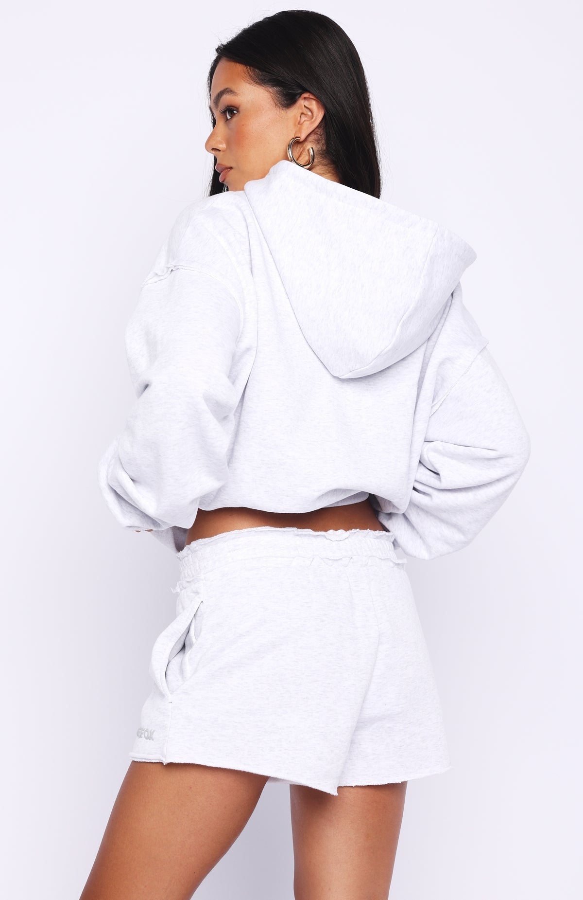 On My Own Terms Boxy Zip Front Hoodie Grey Marle