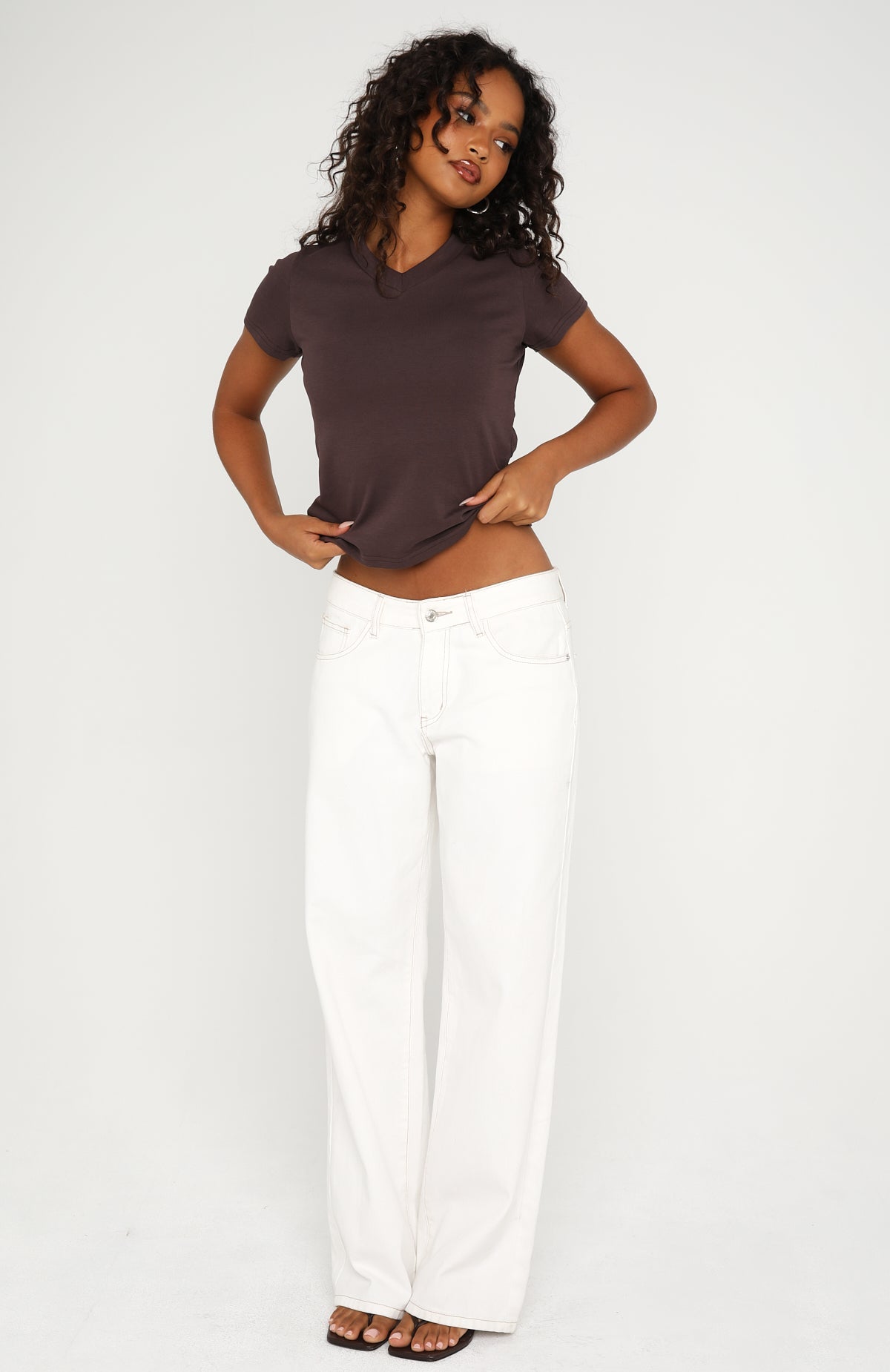 On The Hunt V Neck Top Chocolate