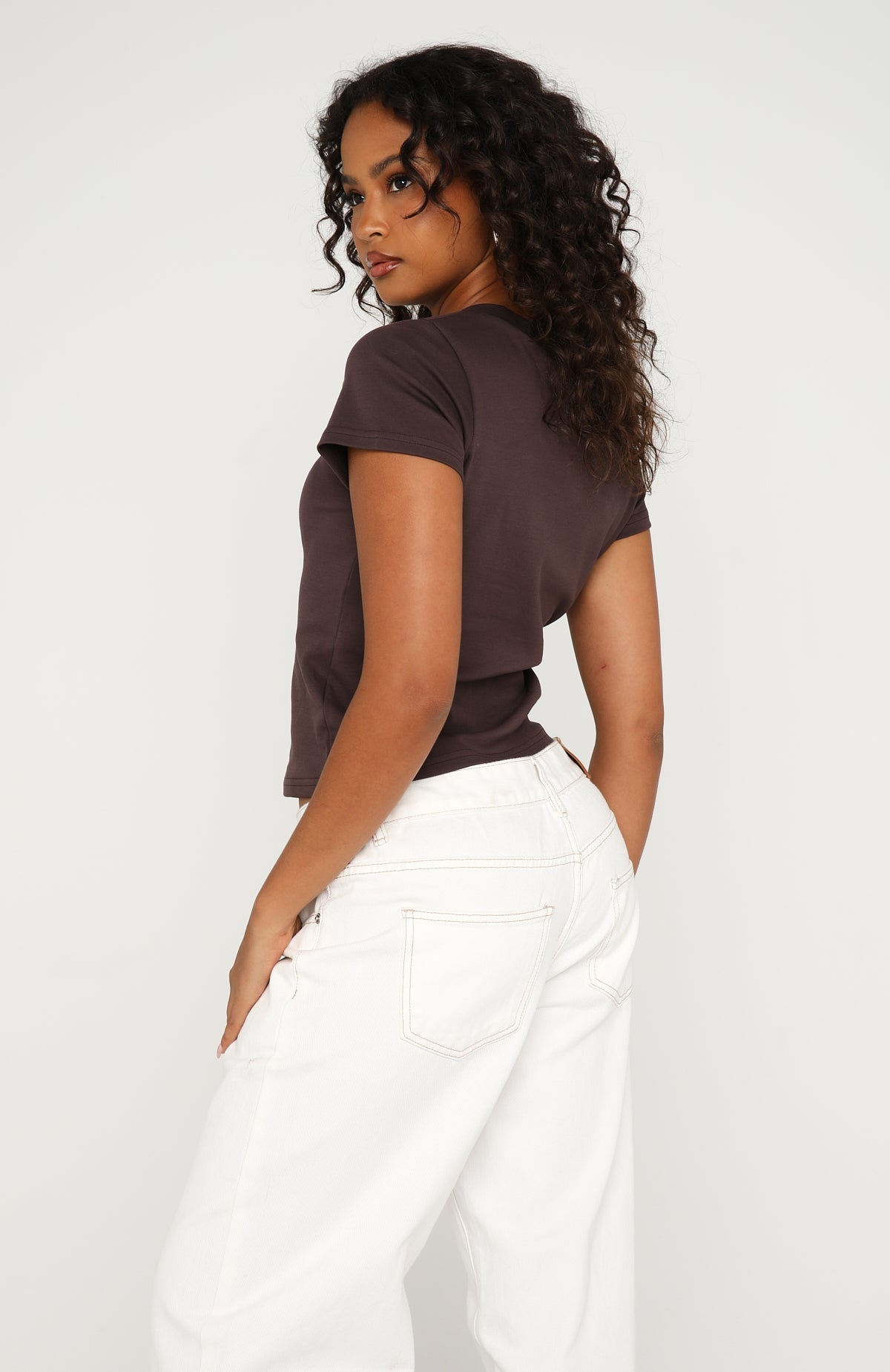 On The Hunt V Neck Top Chocolate