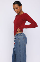 Only For Tonight Long Sleeve Top Wine