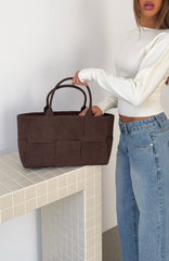 Owen Shoulder Bag Chocolate Faux Suede