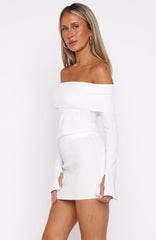 Parental Guidance Knit Mini Dress White