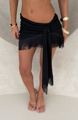Picture Perfect Moment Fringe Mini Skirt Black