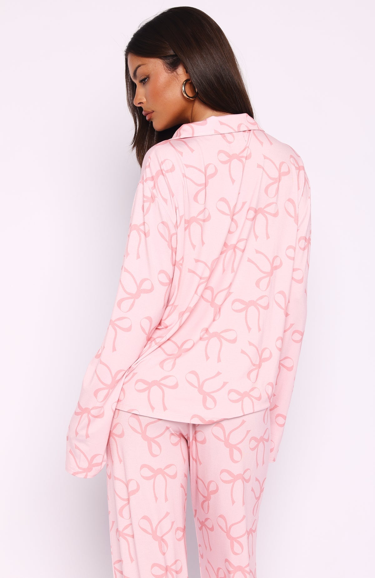 Pillow Talk Printed Long Sleeve Pyjama Set Posy Bow