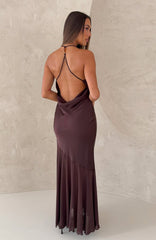 Power Pose Only Halter Maxi Dress Chocolate