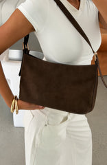 Ryker Shoulder Bag Dark Chocolate Faux Suede