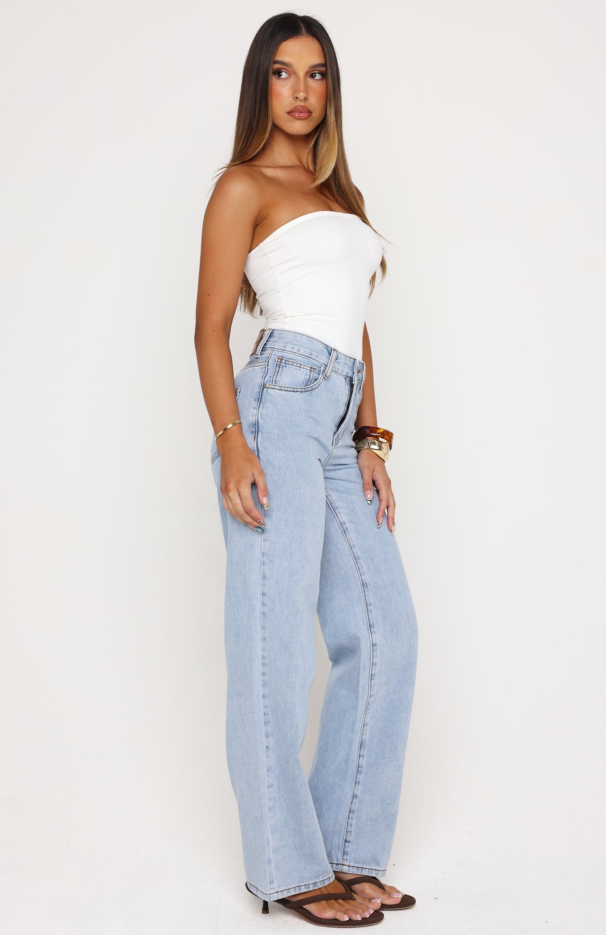 Seren Mid Rise Straight Leg Jeans Mid Blue