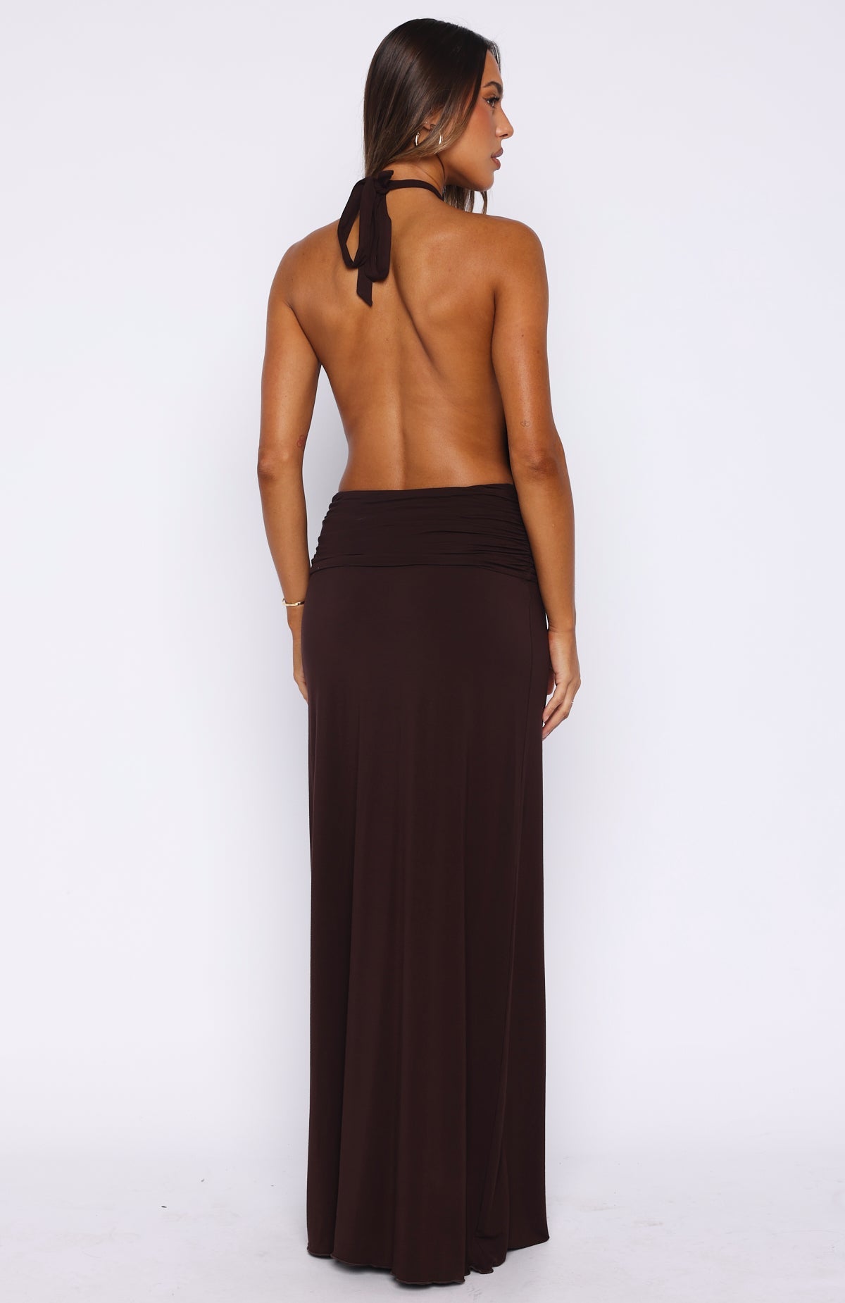 She's Got That Look Halter Neck Maxi Dress Dark Chocolate