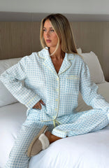 She's Got This Long Sleeve Pyjama Top Sky Blue Gingham