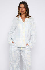 She's Got This Long Sleeve Pyjama Top Sky Blue Gingham