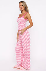 Snooze Button Pyjama Pants Pink Stripe