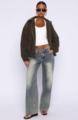 So Easy Faux Suede Jacket Khaki