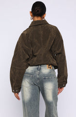 So Easy Faux Suede Jacket Khaki